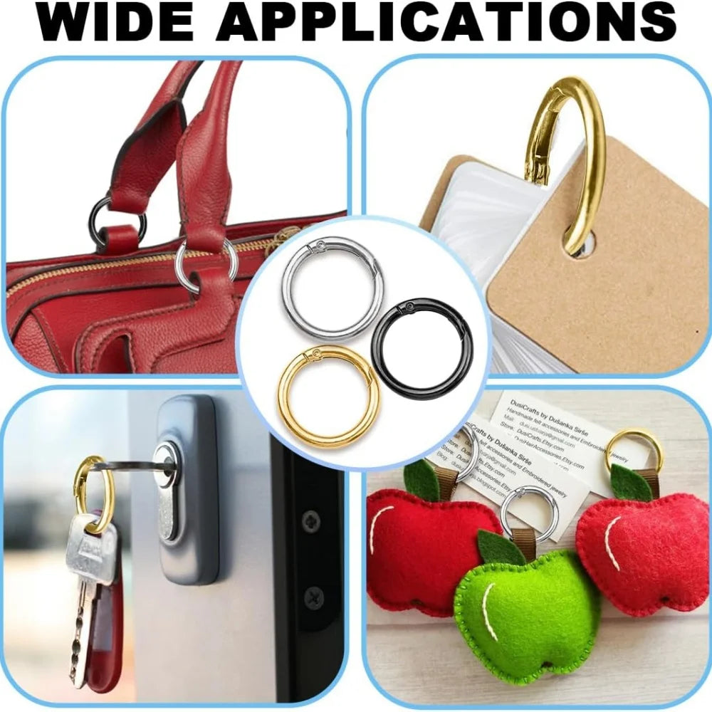 5/10/20/100Pcs Metal Spring 25mm O Rings Clip Keychain Round Carabiner Clips Keyrings Snap Buckle for Purse Bag Lanyard