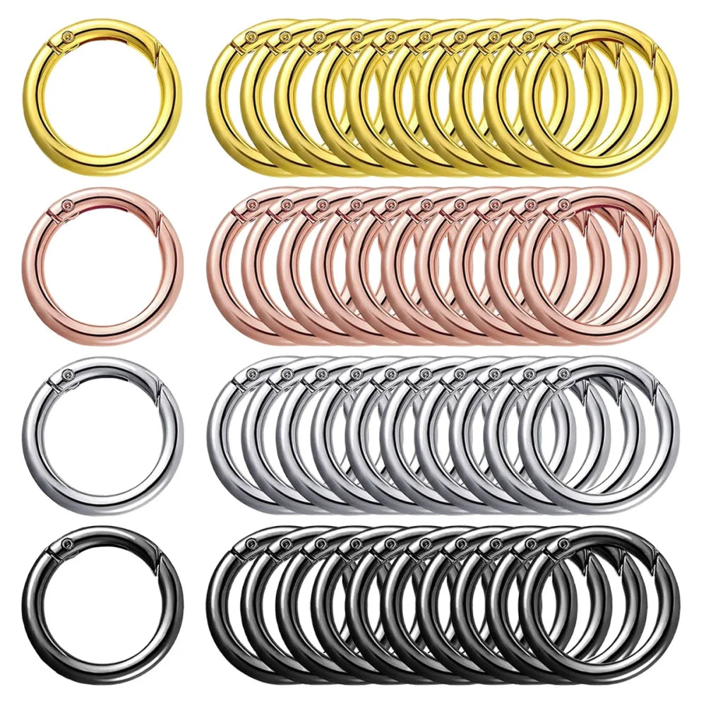 5/10/20/100Pcs Metal Spring 25mm O Rings Clip Keychain Round Carabiner Clips Keyrings Snap Buckle for Purse Bag Lanyard