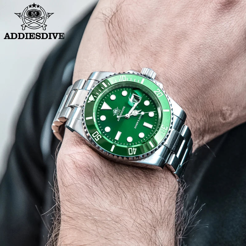 ADDIESDIVE Men's Classic Watch with Ceramic Bezel 200m Water Resistant Casual Quartz Watch BGW9 Blue Luminous Gift Watch MY-H3-2