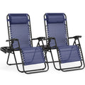 JHK Zero Gravity Portable Recliner Camping Patio Outdoor Garden Lounge Chair with Cup Holder Trays Adjustable Pillow for Backyard