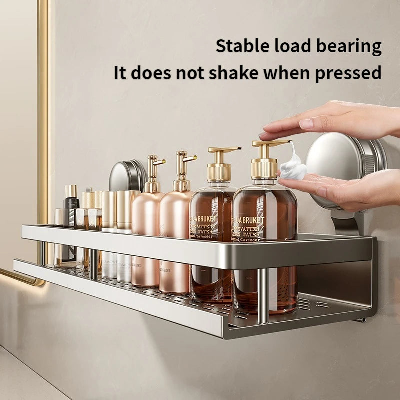 Multifunctional Suction Cup Rack Kitchen Utensils Storage Wall Mounted Spice Holder Bathroom Organizer No Drilling Required