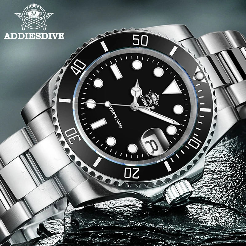 ADDIESDIVE Men's Classic Watch with Ceramic Bezel 200m Water Resistant Casual Quartz Watch BGW9 Blue Luminous Gift Watch MY-H3-2
