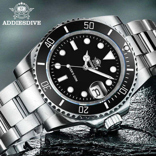 ADDIESDIVE Men's Classic Watch with Ceramic Bezel 200m Water Resistant Casual Quartz Watch BGW9 Blue Luminous Gift Watch MY-H3-2