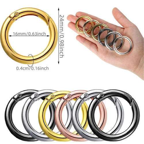 5/10/20/100Pcs Metal Spring 25mm O Rings Clip Keychain Round Carabiner Clips Keyrings Snap Buckle for Purse Bag Lanyard