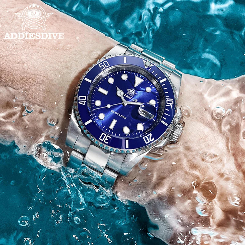 ADDIESDIVE Men's Classic Watch with Ceramic Bezel 200m Water Resistant Casual Quartz Watch BGW9 Blue Luminous Gift Watch MY-H3-2